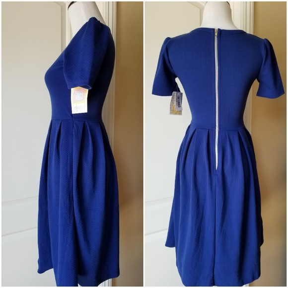 LuLaRoe Amelia NWT Solid Blue Chevron Stretchy XXS - Picture 3 of 4